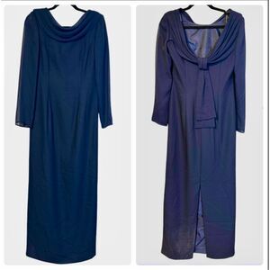 Harbor Nites Midnight Blue Formal Dress Drape Back Sz. 6 Occasion